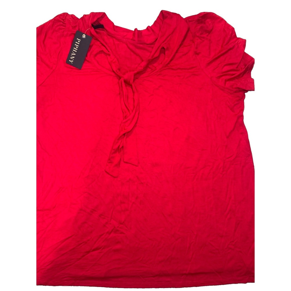 Piphany Yara Top 2X Red Flutter Sleeve Tie Front NWT Plus Size